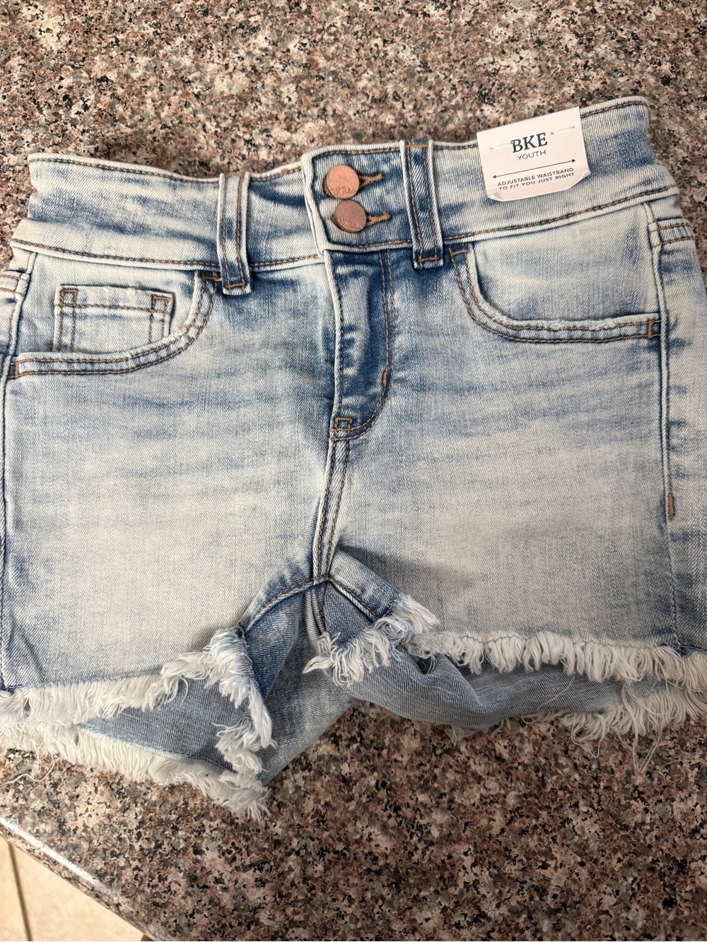BKE Light Blue Distressed Denim Kids Shorts
